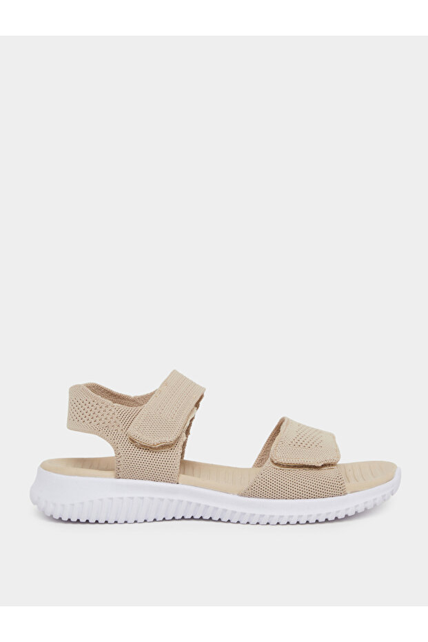 Mesh Flat Sandals with Hook and Loop Closure - 1