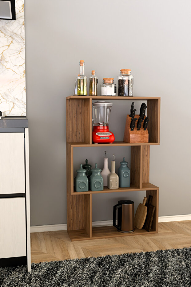 SCALA 3 RAFLI Mutfak Dolabı Mutfak Rafı Çok Amaçlı Dolap -MEŞE - 1