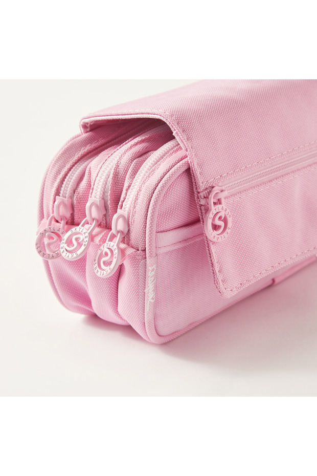 حافظة أقلام صلبة بثلاثة أقسام مع غطاء للإغلاق - 4