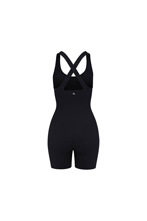 Siyah Push Up Şort Tulum - 3