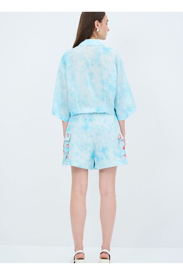 Desenli Keten Gömlek - 5