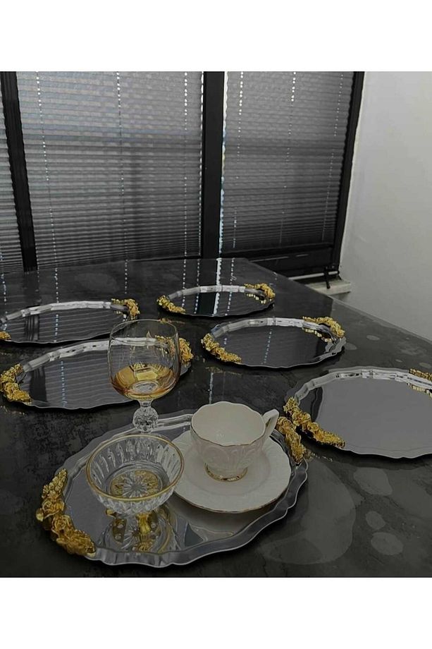 20*25 CM PASLANMAZ ÇELİK OVAL MODEL 6 ADET KULPLU SERVİS TEPSİSİ - 2