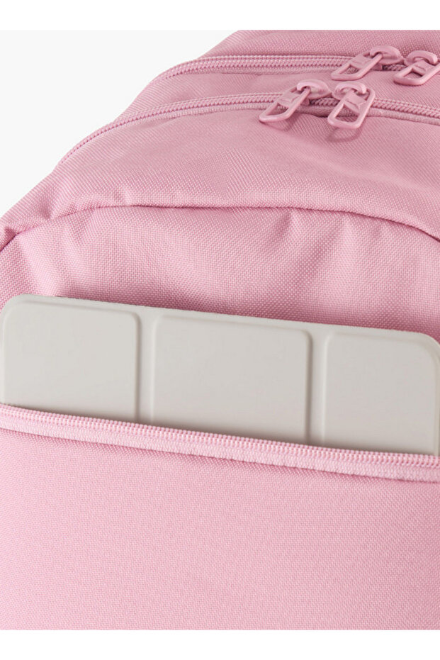 Girls Logo Embossed School Backpack with Adjustable Shoulder Straps and Zip Closure - 5