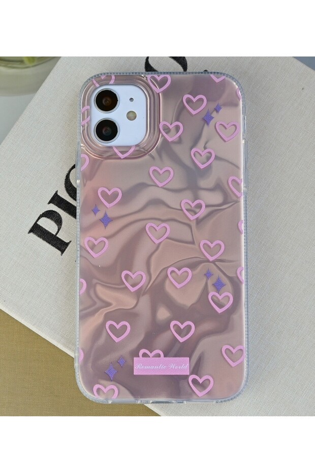 iPhone 11 Compatible Shine Romantic Heart Color Transition Shiny Silicone Case with Handle - 4