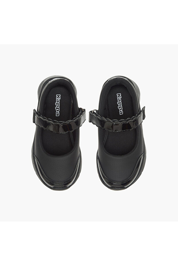 Girls' Solid School Shoes with Hook and Loop Closure