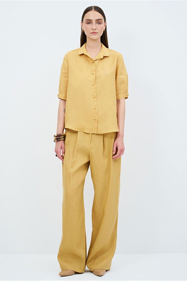 Bebe Yaka Yarım Kollu Gömlek - 3