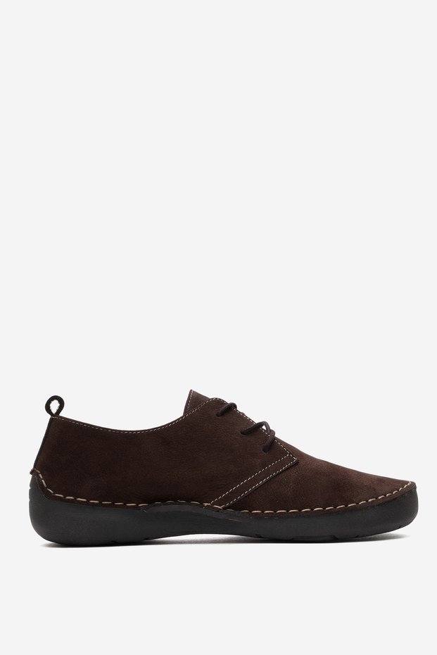 Women's Comfort Casual Shoes Real Nubuck Leather Br 44184 Nubuck Brown