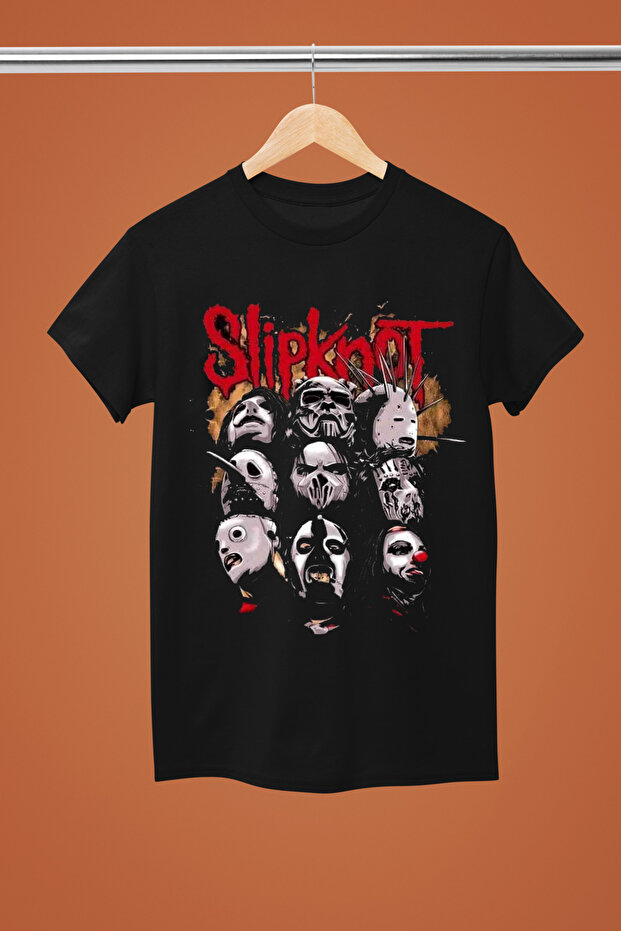 تيشيرت روك من القطن بأكمام قصيرة وطبعة SLIPKNOT