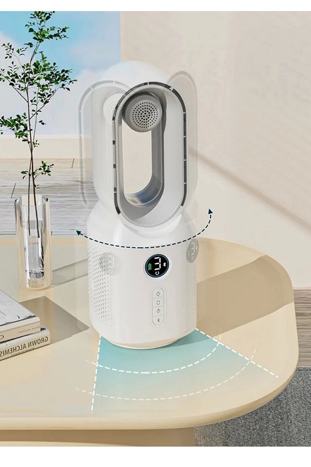 Hepu Hp-F29 Masaüstü Işıklı Type-C Şarjlı Bluetooth Hoparlörlü Sessiz Kule Tipi Fan - 5