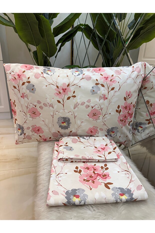 Patterned Double 100% Cotton Non-Elastic Bed Sheet And Pillowcase Set