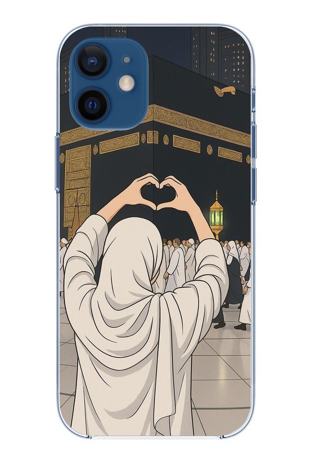 حافظة سيليكون شفافة متوافقة مع هاتف iPhone 12 Mini Love Kaaba