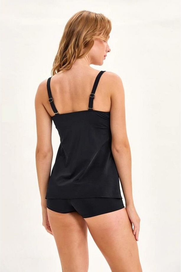 0063-2030 Siyah İnce Askılı Şortlu Tankini - 2