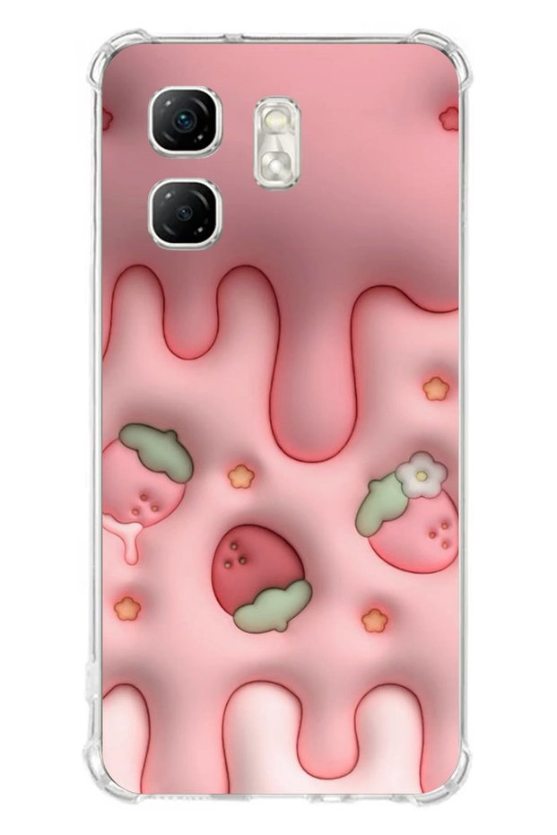 Infinix Hot 50I - Smart 9 Compatible Strawberry Pie Transparent Silicone Case