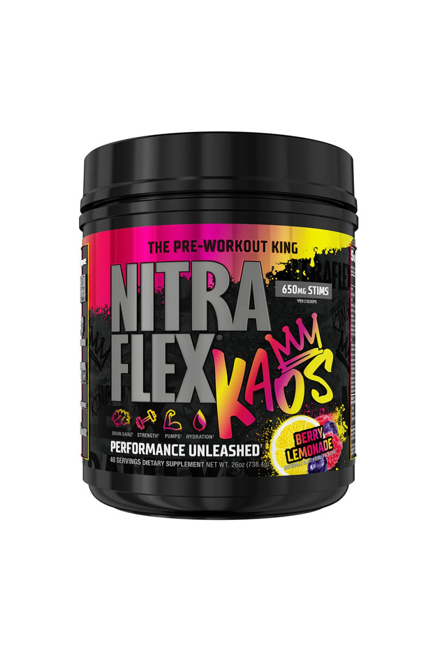 Nitraflex, Kaos, 650mg Stims, Pre Workout King, 738g, Berry Lemonade, 40 Servings