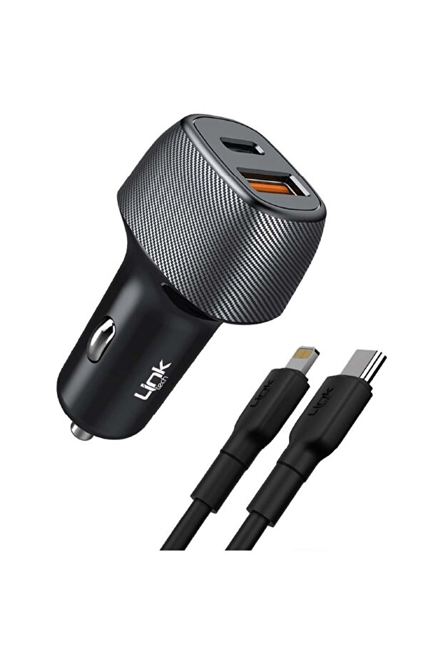 38W Safe Dual PD Araç Şarj Aleti 27W Lightning Kablolu - 1