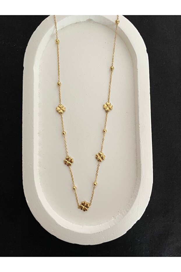 Çelik Yonca Gold Kolye - 1