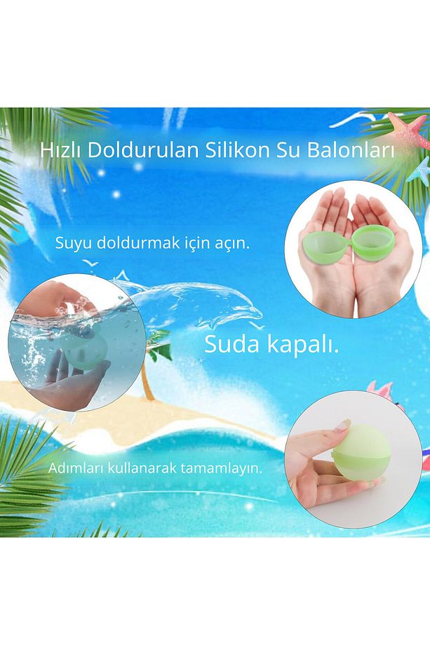 Çocuklar İçin Mini Su Balonu Oyuncağı - 12 Adet Tekrar Kullanılabilir Silikon Su Balonları Seti - 4