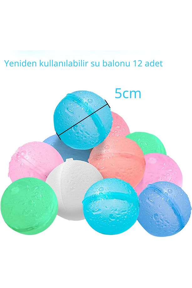 Çocuklar İçin Mini Su Balonu Oyuncağı - 12 Adet Tekrar Kullanılabilir Silikon Su Balonları Seti - 5
