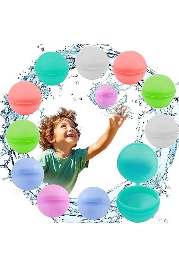 Çocuklar İçin Mini Su Balonu Oyuncağı - 12 Adet Tekrar Kullanılabilir Silikon Su Balonları Seti - 1