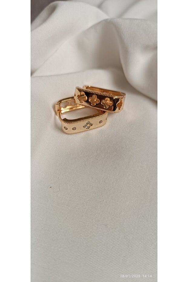 أقراط من الفولاذ بتصميم مستطيل - 2