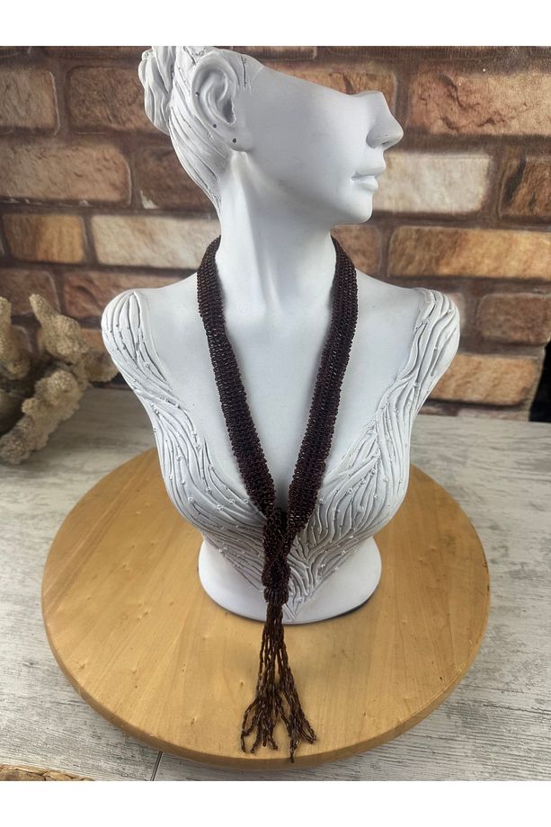 Uzun pullu flar model el yapımı Vintage kolye - 4