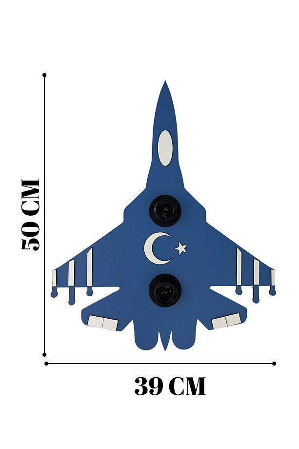 Çocuk Odası Uçak Avize Sarkıt Aydınlatma Ay Yıldız Uçak Avize Ahşap Dekorotif Solotürk Avize Mavi - 4