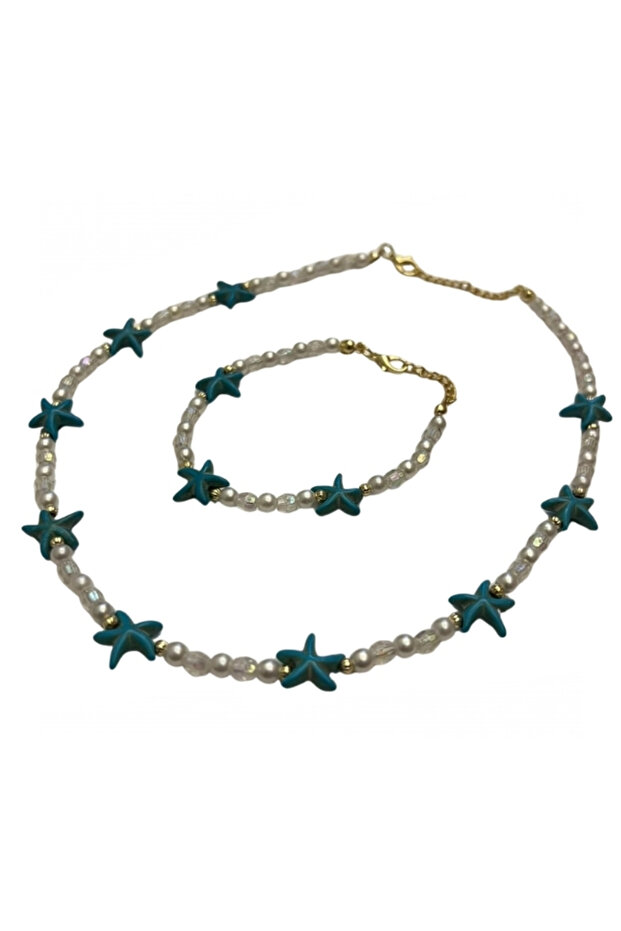 Sea Star Beaded Design Necklace and Bracelet