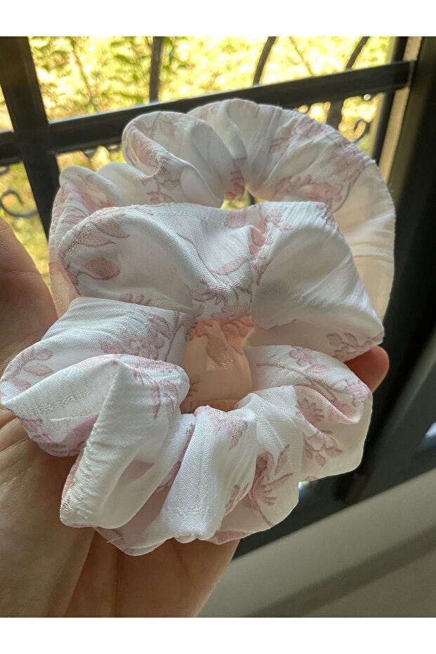 Romantic Powder Flower Patterned Bow and Elastic, Tail Buckle (Set of 2 with Elastic and Tail) - 7