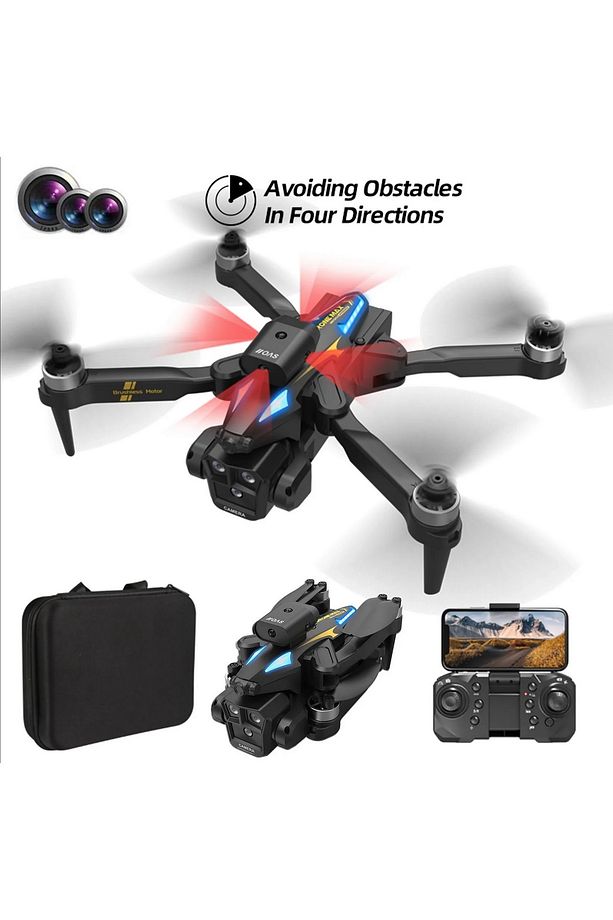 ÇİFT KAMERALI ENGEL KAÇINMA SENSÖRLÜ DRONE UZAKTAN KUMANDALI APP DESTEKLİ LED IŞIKLI QUADCOPTER - 1
