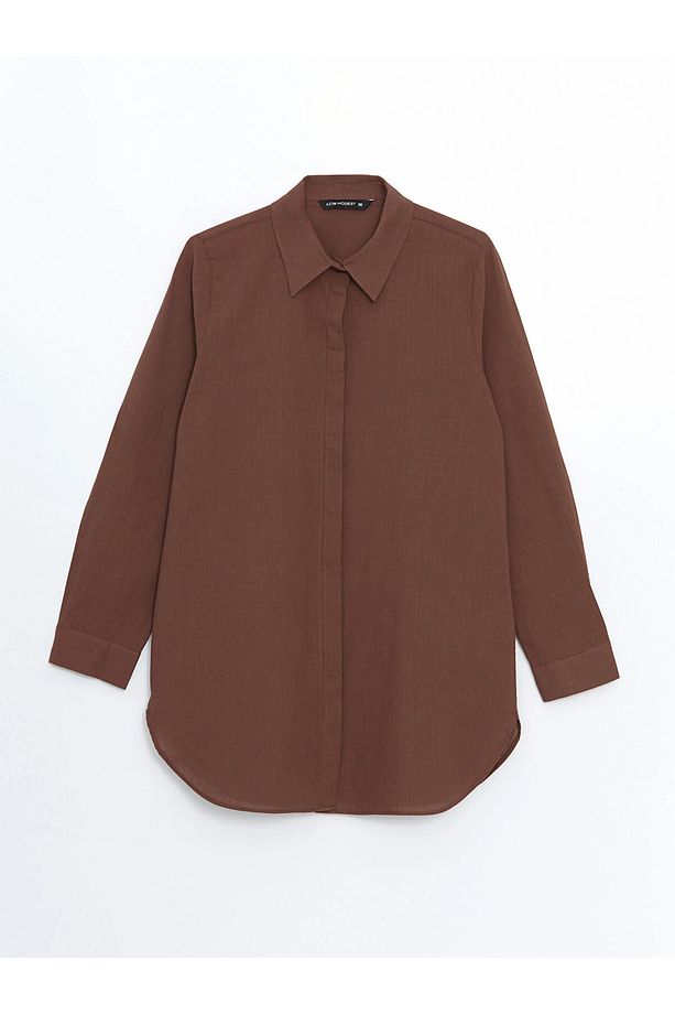 LCW Modest Kahverengi Regular Fit Kadın Gömlek Tunik - 5