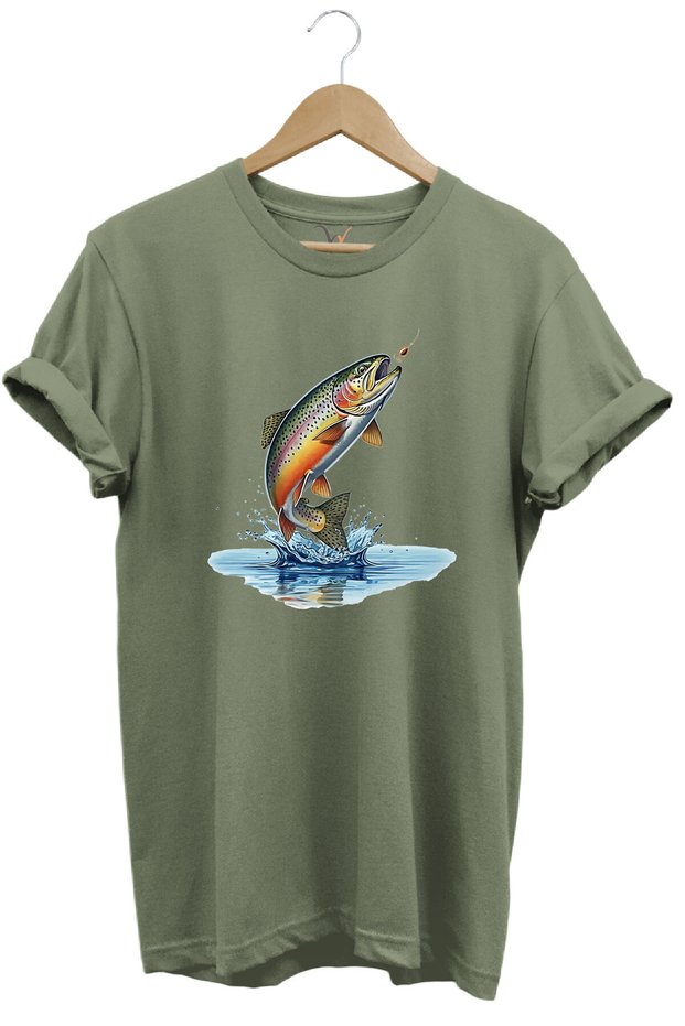 Fishing Themed 100% Cotton Unisex Regular Fit T-Shirt with Spearfishing Trout Design