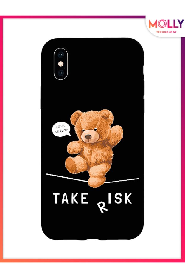 Black Tightrope Bear Pattern Silicone Case for iPhone XS Max