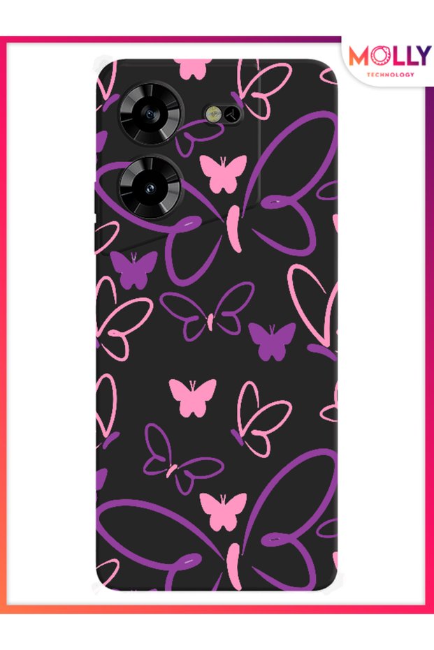 Black Violet Flight Pattern Silicone Case for Tecno Pova 5