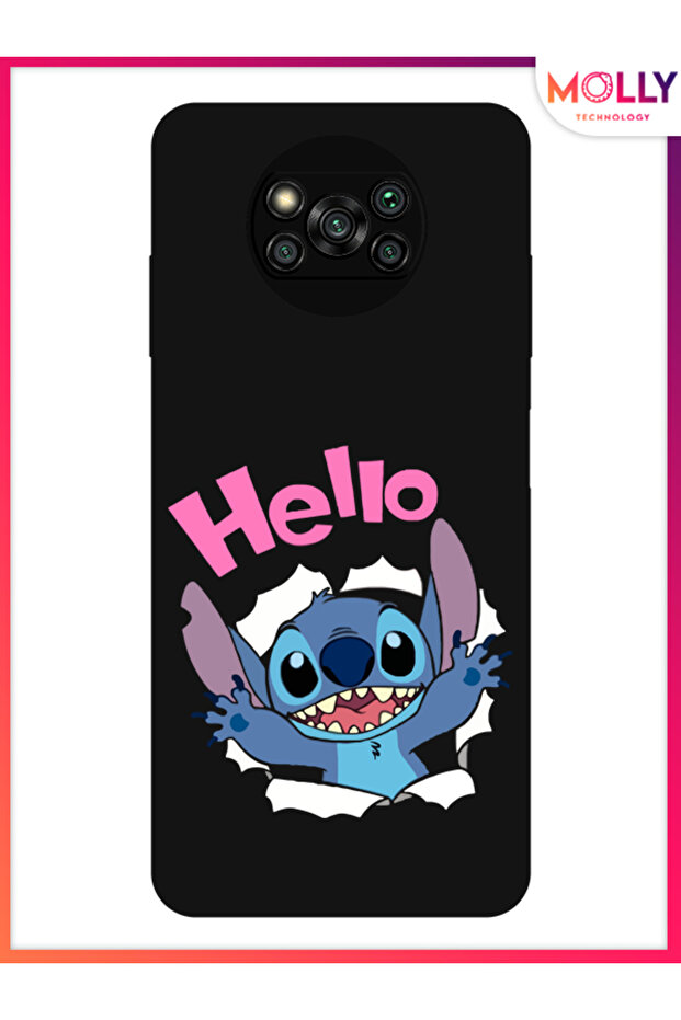 Black Stitch Surprise Pattern Silicone Case for Poco X3