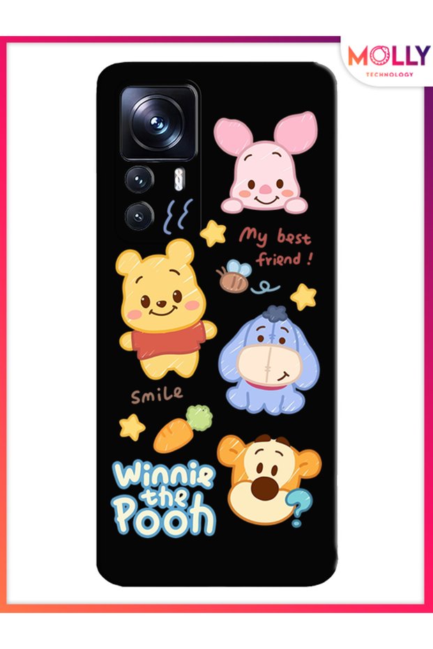 Black Smiley Pooh Gang Pattern Silicone Case for Xiaomi Mi 12t Pro