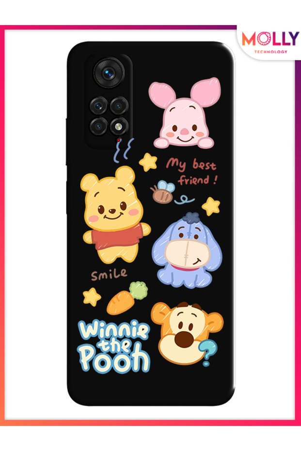 حافظة سيليكون بنمط Smiley Pooh Gang باللون الأسود لهاتف Xiaomi Redmi Note 11S