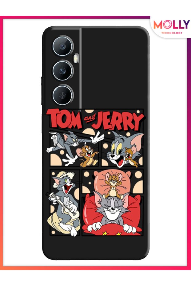حافظة سيليكون منقوشة باللون الأسود من TomJerry Tales لهاتف Realme C65