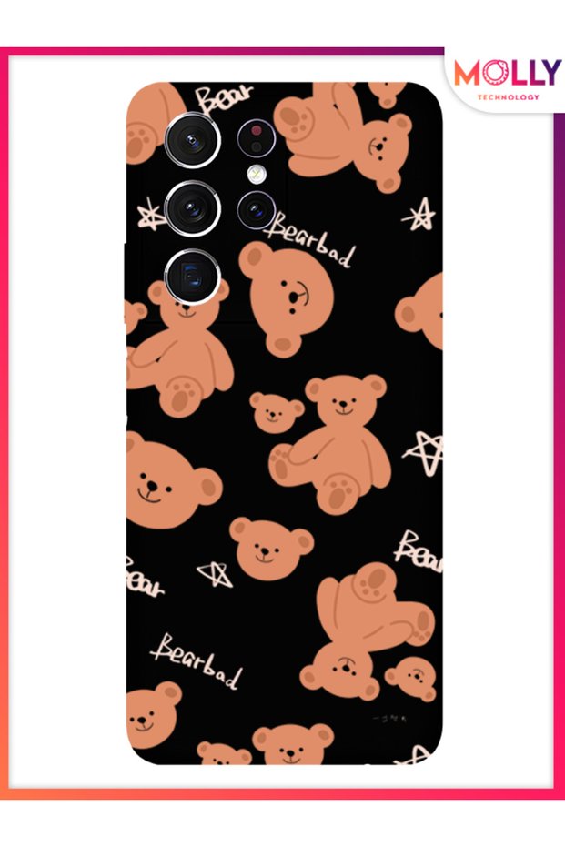 Black Boop Bearies Pattern Silicone Case for Samsung Galaxy S21 Ultra