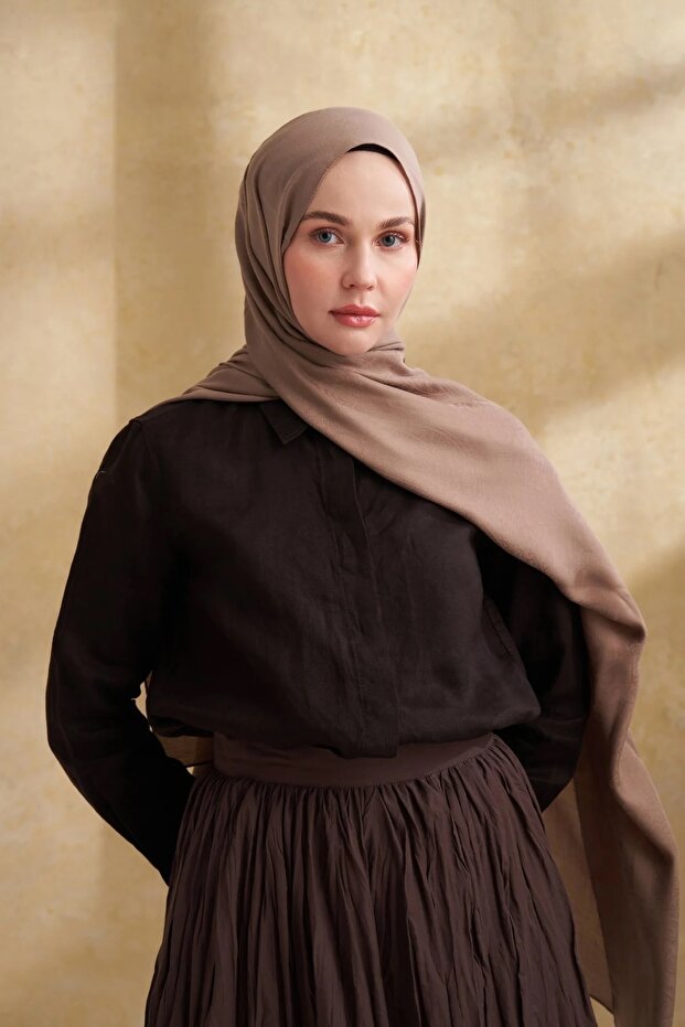 Dark Mink Lyocell Nomade Pattern Shawl 3354 - 2