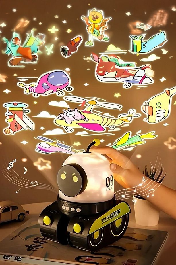 🧸EĞİTİCİ VE EĞLENCELİ ROBOT TEMALİ PROJEKTÖR GECE LAMBASI 21 FİLMLİ - 7