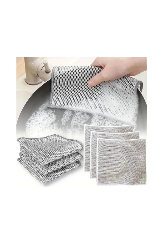 (5 Pieces) Tough Dirt Cloth, Inox Wire Dishcloth, Kitchen and Bathroom Cloth