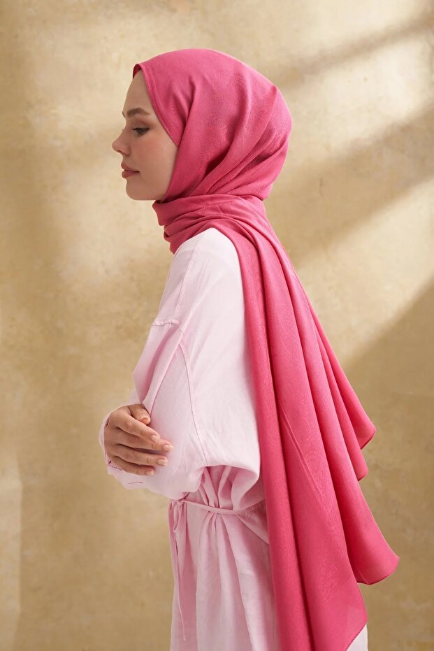 Fuchsia Lyocell Nomade Pattern Shawl 3354 - 2