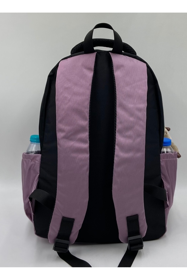 Plain Satin Fabric Backpack Waterproof School Backpack Tiny 34100 - 5