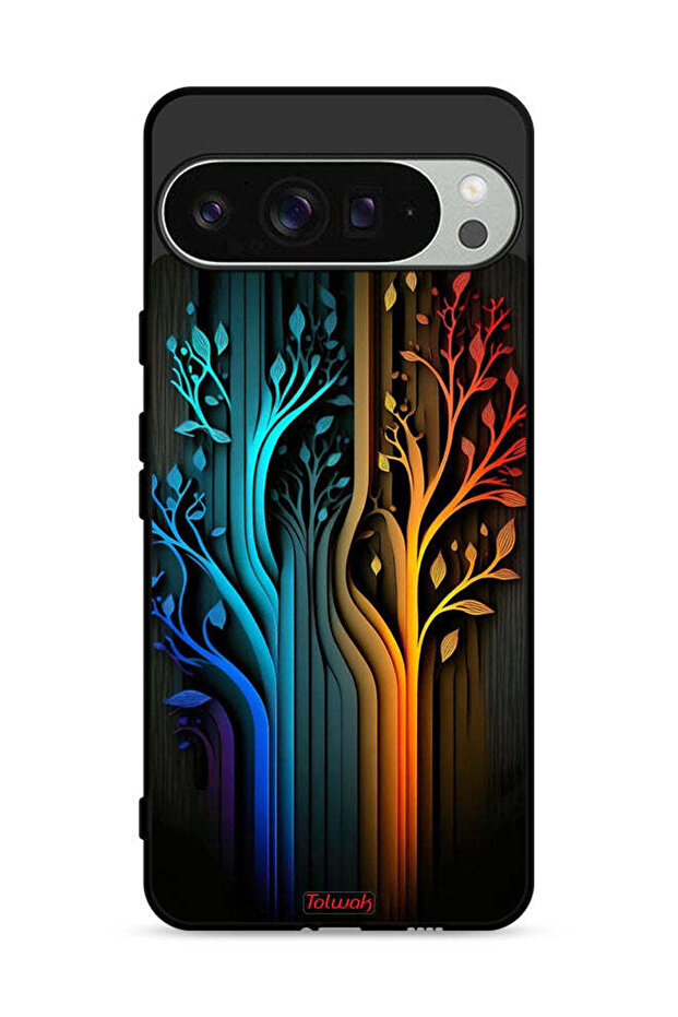 غطاء حماية لهاتف Google Pixel 9 Pro برسومات أوراق الشجر