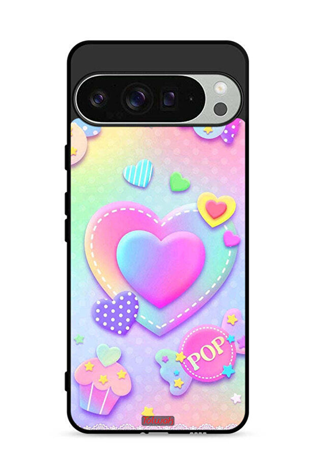 غطاء حماية لهاتف Google Pixel 9 Pro برسومات قلوب البوب