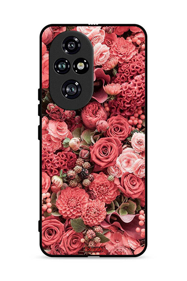 غطاء حماية لهاتف Honor 200 Pro 5G بلون الخوخ والورود