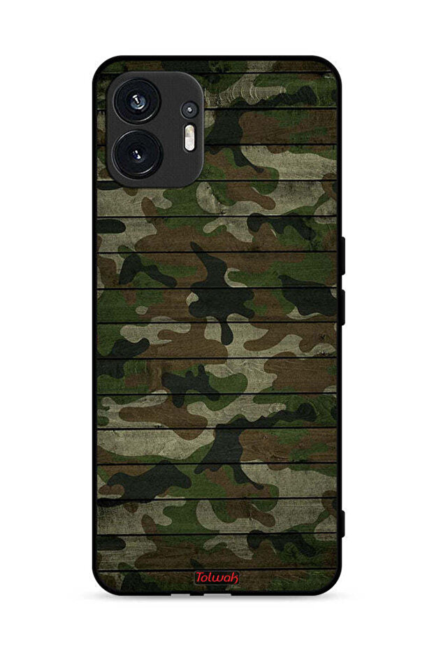 Nothing Phone (2) 5G Protective Case Cover Camouflage Wooden Pattern