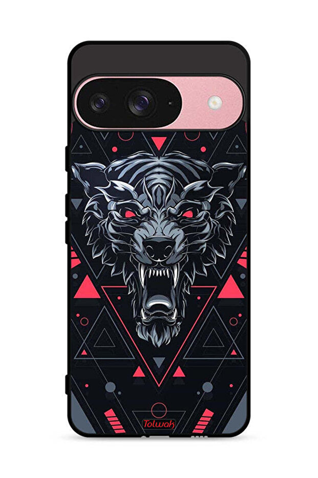 غطاء حماية لجهاز Google Pixel 9 بتصميم الذئب المتمرير