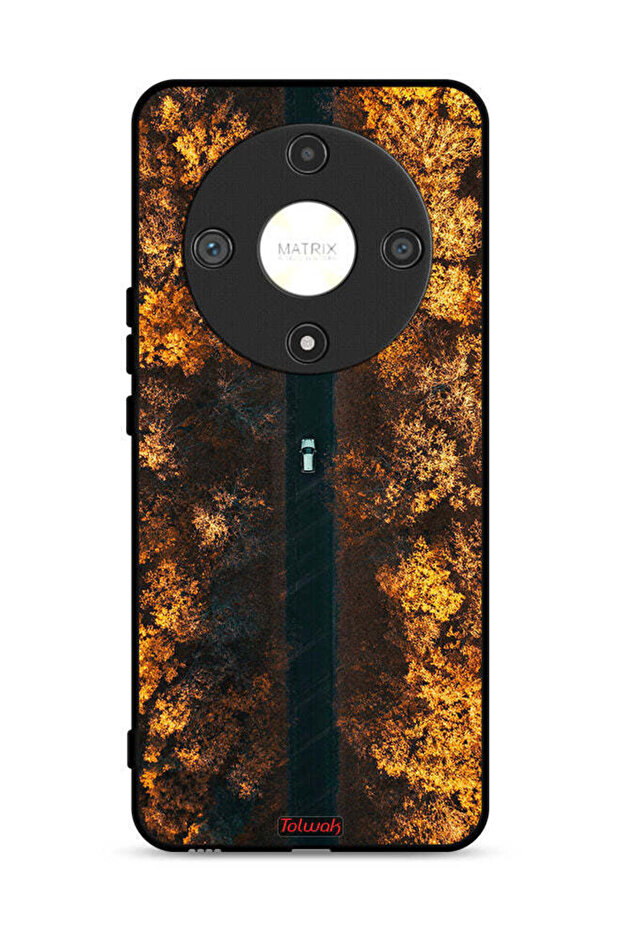 غطاء حماية لهاتف Honor X9b 5G بتصميم طريق في أشجار الخريف