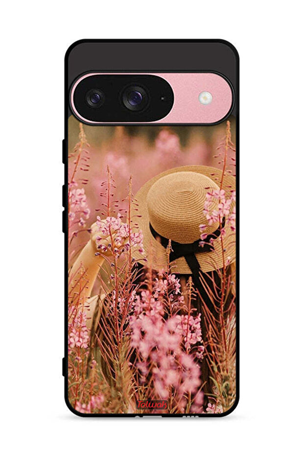 غطاء حماية لهاتف Google Pixel 9 بتصميم فتاة قبعة مزينة بالزهور
